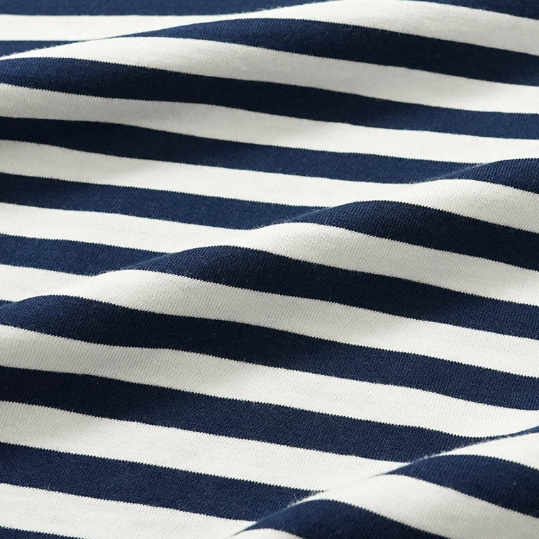 MAISON KITSUNE レディース Tシャツ BOLD FOX HEAD PATCH MULTI STRIPES BABY TEE SHIRT OW00110 KJ0008 INK BLUE MILK ネイビー ミルク 0243