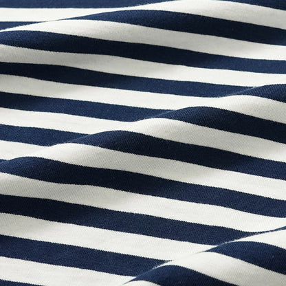 MAISON KITSUNE レディース Tシャツ BOLD FOX HEAD PATCH MULTI STRIPES BABY TEE SHIRT OW00110 KJ0008 INK BLUE MILK ネイビー ミルク 0243