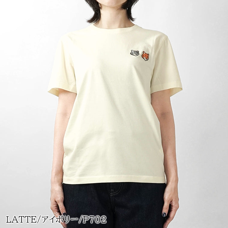 MAISON KITSUNE レディース Tシャツ DOUBLE FOX HEAD REGULAR TEE SHIRT OW011CF KJ7026 2カラー