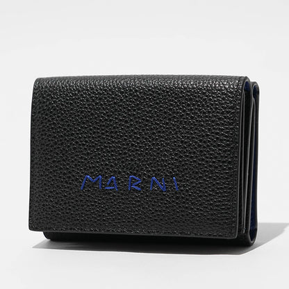 MARNI メンズ 3つ折り財布 PFMI0097U0 P6533 ブラック ブルー 01N99