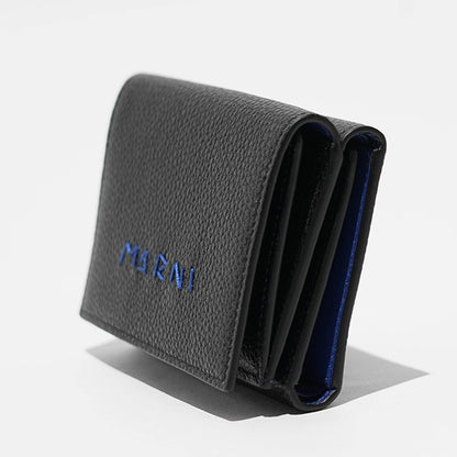 MARNI メンズ 3つ折り財布 PFMI0097U0 P6533 ブラック ブルー 01N99