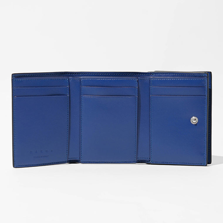 MARNI メンズ 3つ折り財布 PFMI0097U0 P6533 ブラック ブルー 01N99