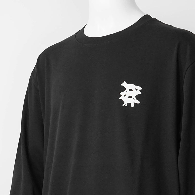 MAISON KITSUNE メンズ 長袖Tシャツ STUNT FOX LONG SLEEVE TEE SHIRT PM00104 KJ0119 BLACK ブラック P199