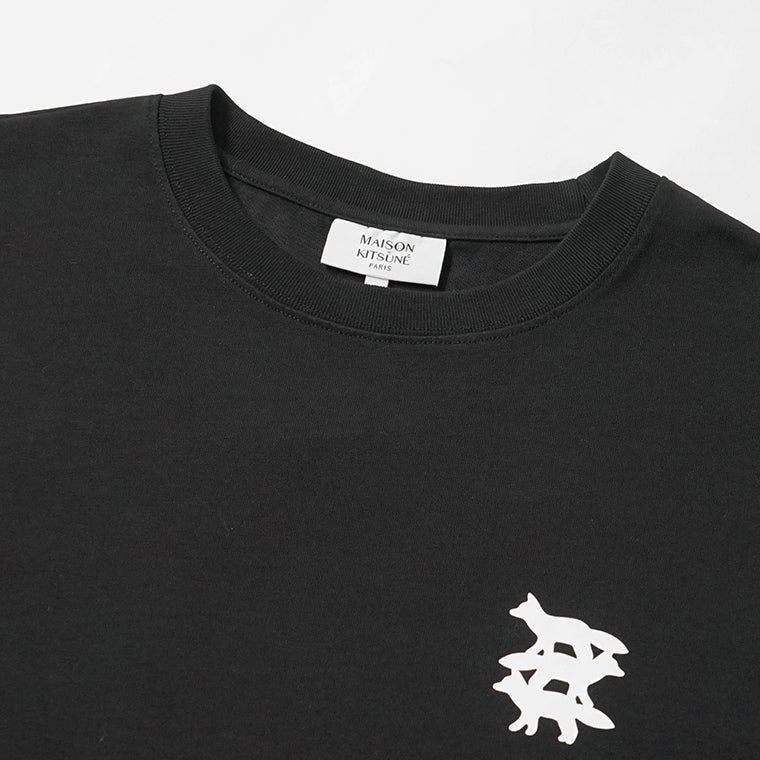 MAISON KITSUNE メンズ 長袖Tシャツ STUNT FOX LONG SLEEVE TEE SHIRT PM00104 KJ0119 BLACK ブラック P199