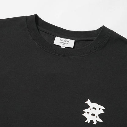 MAISON KITSUNE メンズ 長袖Tシャツ STUNT FOX LONG SLEEVE TEE SHIRT PM00104 KJ0119 BLACK ブラック P199