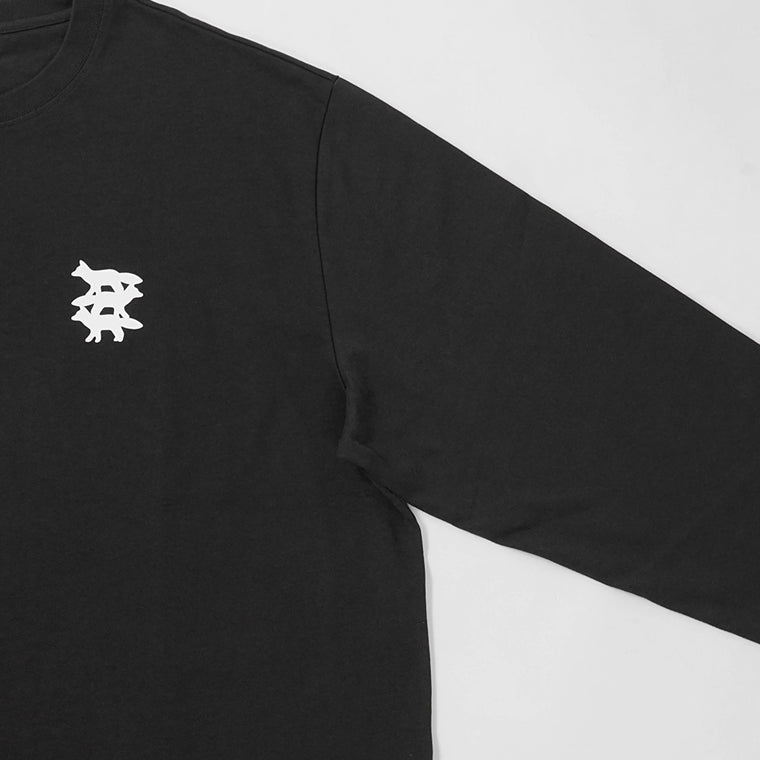 MAISON KITSUNE メンズ 長袖Tシャツ STUNT FOX LONG SLEEVE TEE SHIRT PM00104 KJ0119 BLACK ブラック P199
