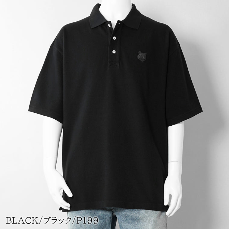 【SUMMER FINAL SALE】 MAISON KITSUNE メンズ ポロシャツ FOX HEAD OVERSIZE POLO PM00211 KP0001 2カラー
