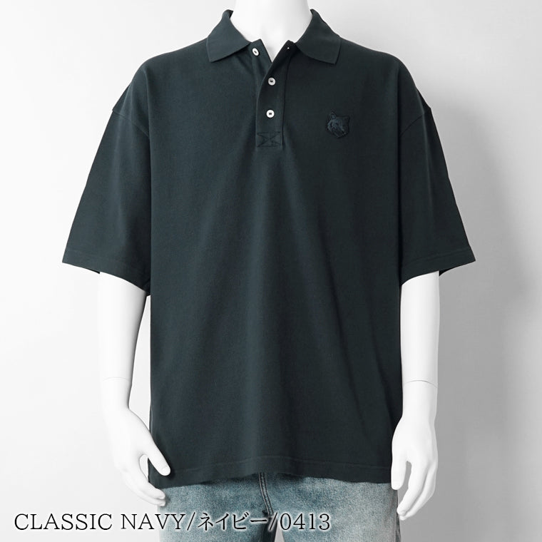 【SUMMER FINAL SALE】 MAISON KITSUNE メンズ ポロシャツ FOX HEAD OVERSIZE POLO PM00211 KP0001 2カラー