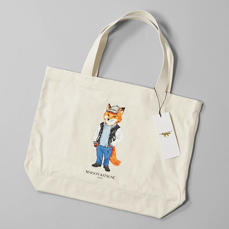 MAISON KITSUNE レディース メンズ トートバッグ DRESSED FOX TOTE PM05107 WW9042 ECRU ベージュ P700