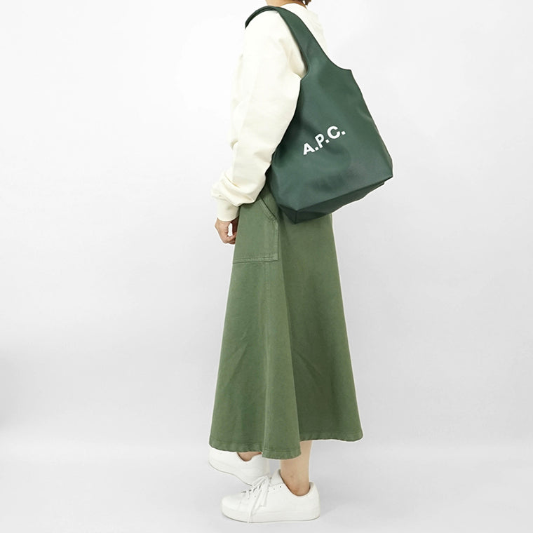 A.P.C. レディース メンズ トートバッグ TOTE NINON SMALL PUABO M61861 VERT FONCE ダークグリーン KAF