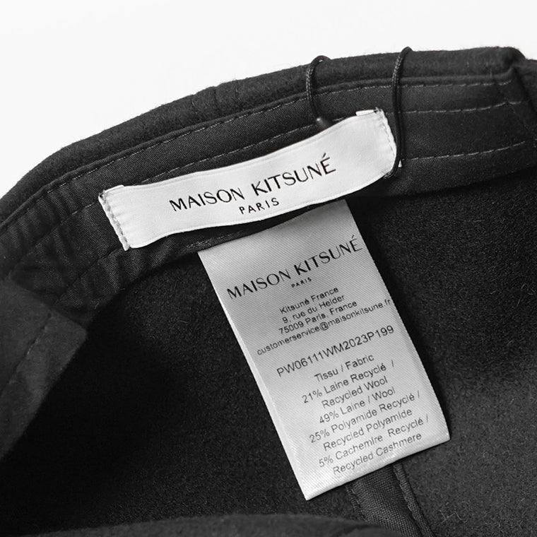 MAISON KITSUNE メンズ レディース キャップ PROFILE FOX WOOL CAP PW06111 WM2023 BLACK ブラック P199