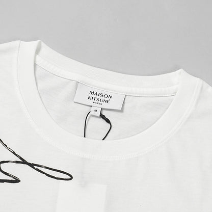 【2026SS SUMMER SALE】MAISON KITSUNE メンズ Tシャツ POETIC SCRIPT LIGHT REGULAR TEE SHIRT QM00113 KJ7036 WHITE オフホワイト P100