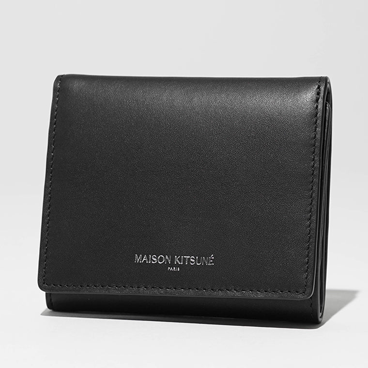 メゾンキツネ MAISON KITSUNE メンズ 3つ折り財布 ブラック