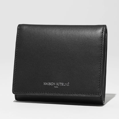 MAISON KITSUNE メンズ 3つ折り財布 TRIFOLD WALLET QU05702 LR0072 BLACK ブラック P199