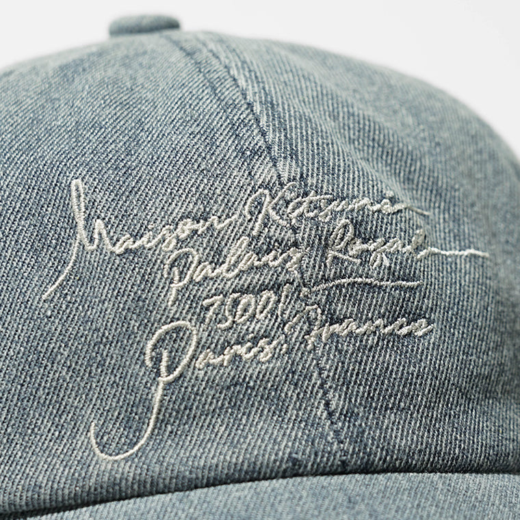 MAISON KITSUNE メンズ レディース キャップ POETIC SCRIPT DENIM CAP QU06103 WD4025 WASHED INDIGO ウォッシュブルー P471