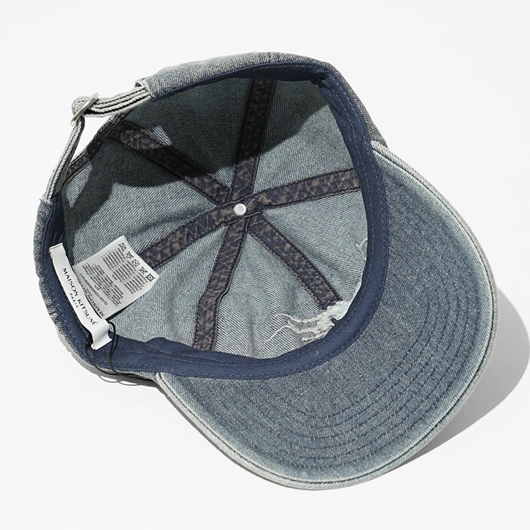 MAISON KITSUNE メンズ レディース キャップ POETIC SCRIPT DENIM CAP QU06103 WD4025 WASHED INDIGO ウォッシュブルー P471
