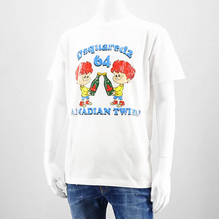 ディースクエアード DSQUARED2 メンズ Tシャツ ホワイト ブラック