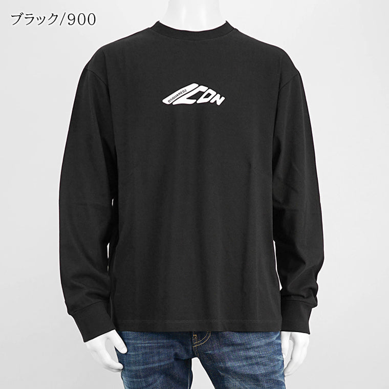 ディースクエアード DSQUARED2 メンズ 長袖Tシャツ ブラック ホワイト