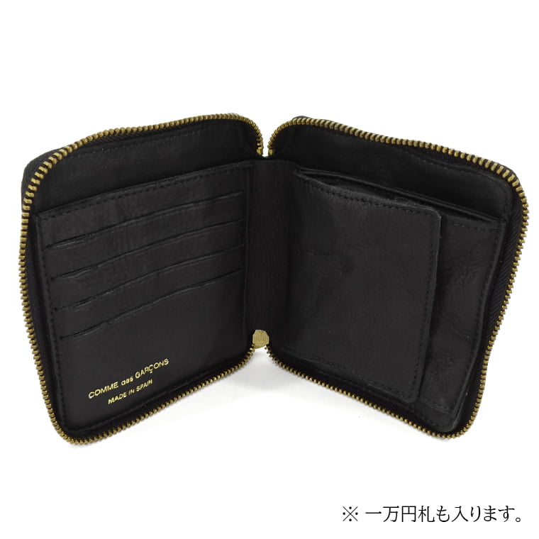 COMME des GARCONS メンズ レディース 2つ折り財布 WASHED WALLET SA2100WW ブラック BLACK