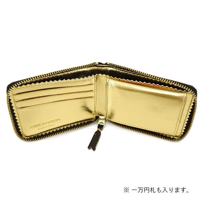 COMME des GARCONS メンズ レディース 2つ折り財布 MIRROR INSIDE SA7100MI ブラック ゴールド GOLD