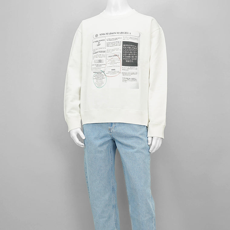 MM6 Maison Margiela メンズ スウェットシャツ NEWSPAPER PRINT JERSEY SWEATSHIRT SH0GU0024 M25012 2カラー