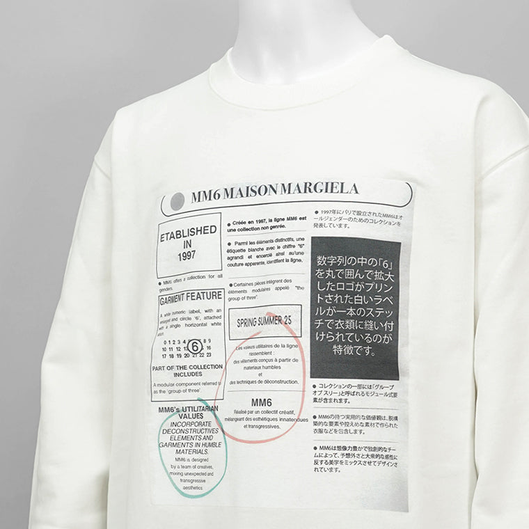 MM6 Maison Margiela メンズ スウェットシャツ NEWSPAPER PRINT JERSEY SWEATSHIRT SH0GU0024 M25012 2カラー