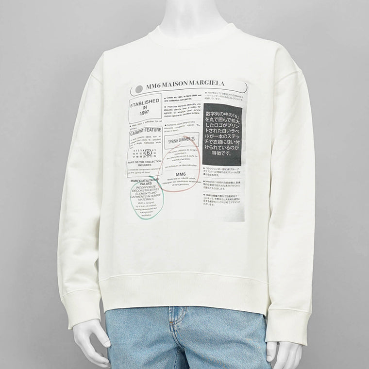 MM6 Maison Margiela メンズ スウェットシャツ NEWSPAPER PRINT JERSEY SWEATSHIRT SH0GU0024 M25012 2カラー