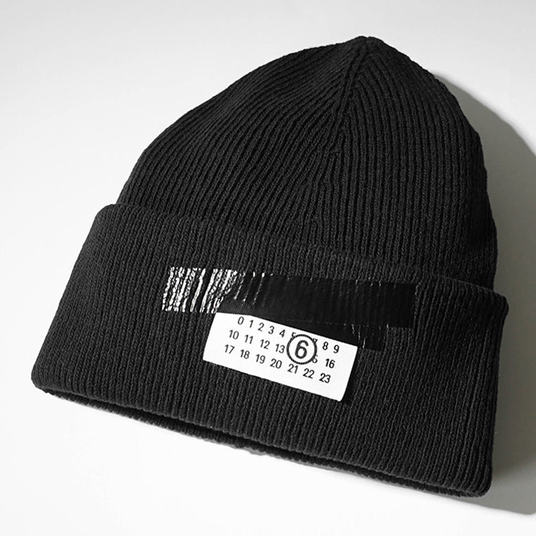 MM6 Maison Margiela メンズ レディース ニットキャップ TAPED LABEL WOOL BEANIE SH2TB0003 M13168 ブラック 900S