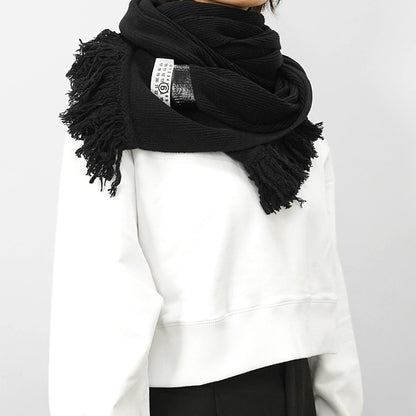 MM6 Maison Margiela レディース マフラー TAPED LABEL WOOL SCARF SH2TE0004 M13168 ブラック 900S