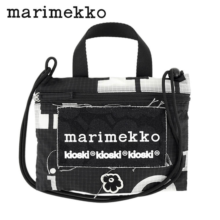 marimekko レディース メンズ ショルダーバッグ FUNNY CROSS POCKET MARIMERKKI 092210 BLACK WHITE ブラック ホワイト 992