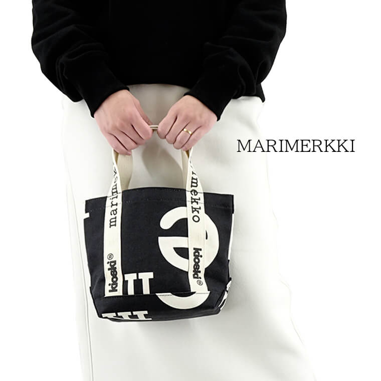 marimekko レディース トートバッグ CARRIER MINI MARIMERKKI 092250 ブラック ホワイト 910
