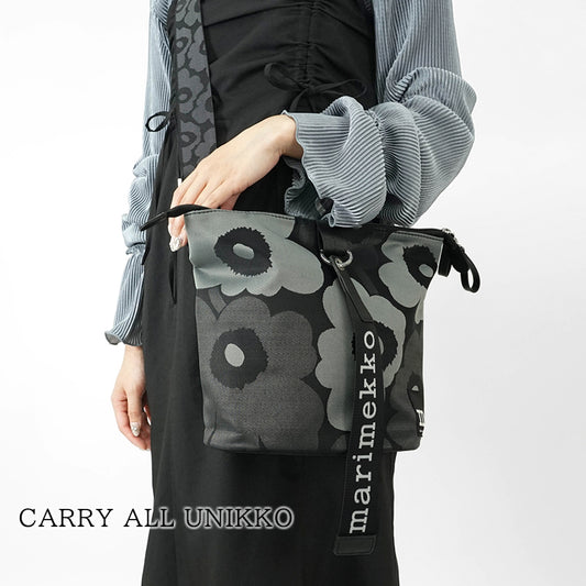 marimekko レディース メンズ ショルダーバッグ CARRY ALL UNIKKO 094634 GREY DARK GREY BLACK グレー ダークグレー ブラック 990