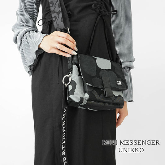 marimekko レディース メンズ ショルダーバッグ MINI MESSENGER UNIKKO 094808 グレー ダークグレー ブラック 990