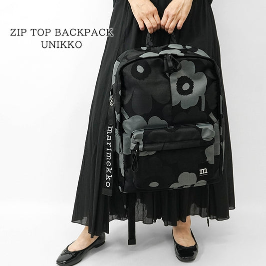 marimekko レディース メンズ バックパック ZIP TOP BACKPACK UNIKKO 094809 GREY DARK GREY BLACK グレー ダークグレー ブラック 990
