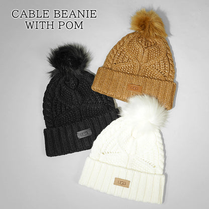 UGG レディース メンズ ニットキャップ CABLE BEANIE WITH POM 100819 3カラー