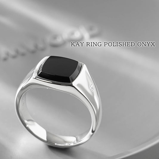 TOM WOOD メンズ リング KAY RING POLISHED ONYX 101276 シルバー