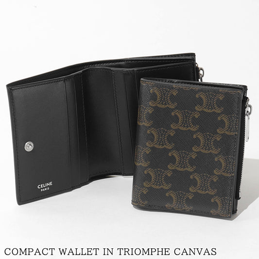 CELINE メンズ 2つ折り財布 COMPACT WALLET IN TRIOMPHE CANVAS 10E492BZR BLACK ブラック 38SI