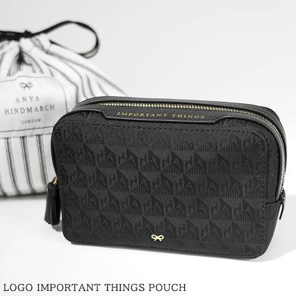 ANYA HINDMARCH レディース ポーチ LOGO IMPORTANT THINGS POUCH 180498 ブラック BLACK