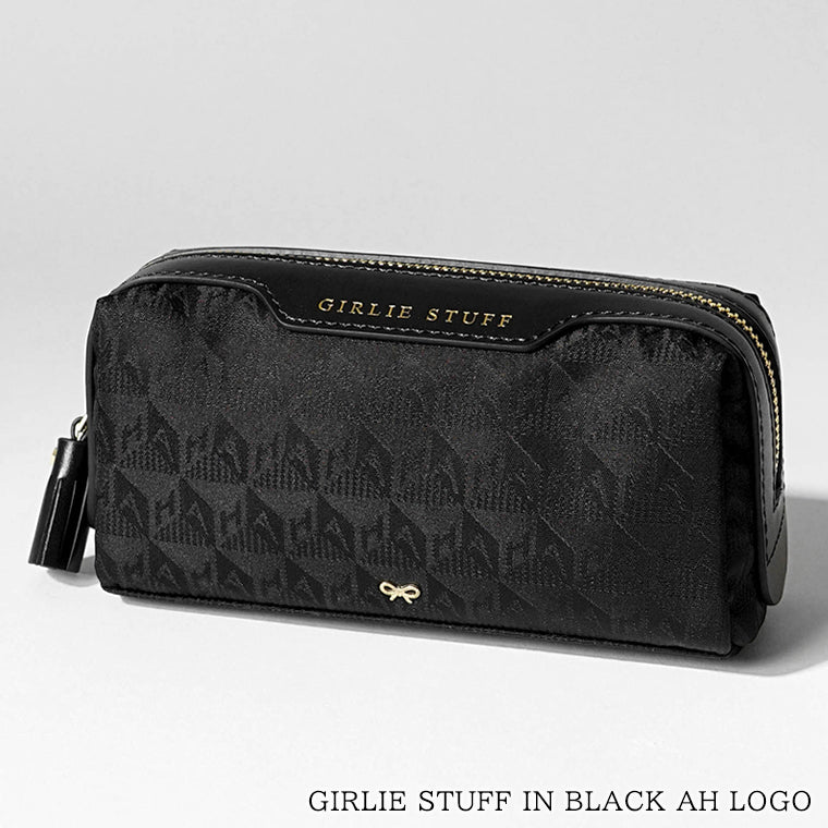 ANYA HINDMARCH レディース ポーチ GIRLIE STUFF IN BLACK AH LOGO 180535 ブラック BLACK