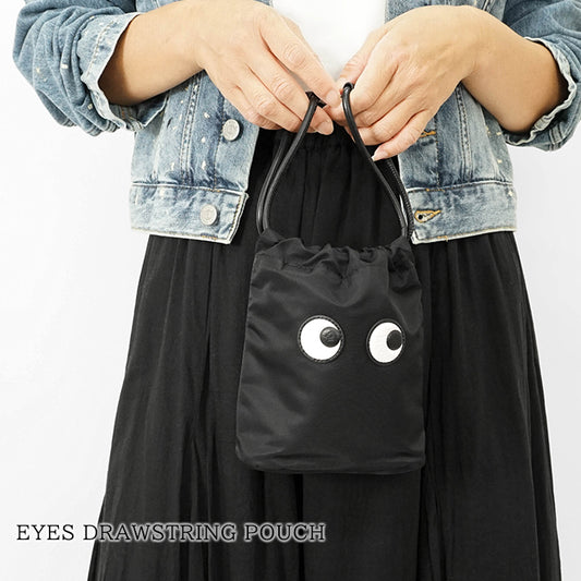 ANYA HINDMARCH レディース ポーチ EYES DRAWSTRING POUCH 193566 ブラック BLACK