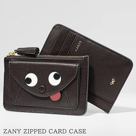 ANYA HINDMARCH レディース カードケース ZANY ZIPPED CARD CASE 195553 ダークブラウン GRAPE