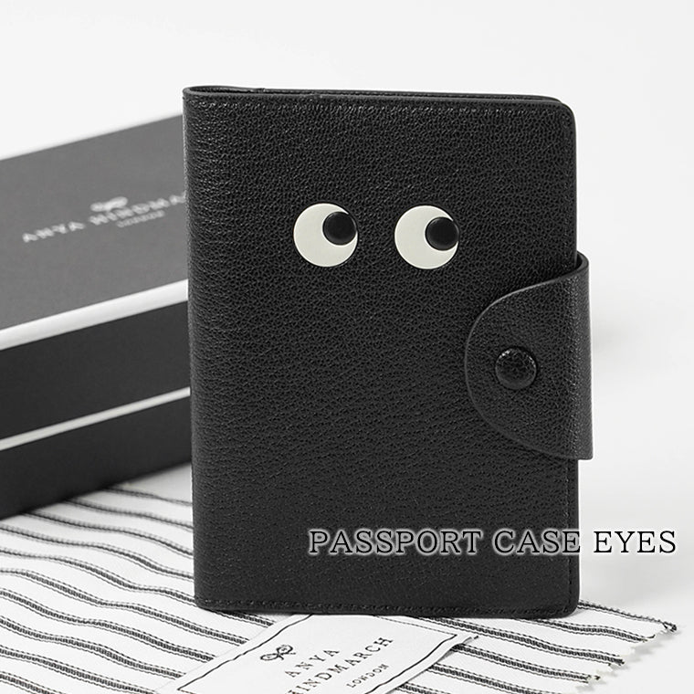 ANYA HINDMARCH レディース パスポートケース PASSPORT CASE EYES 199025 ブラック BLACK