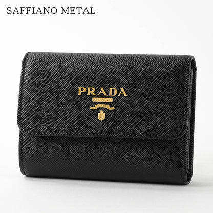 PRADA レディース 3つ折り財布 SAFFIANO METAL 1MH025 QWA NERO ブラック F0002