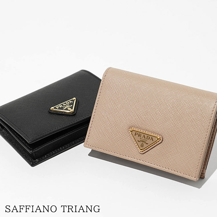 【SUMMER FINAL SALE】 PRADA レディース 2つ折り財布 SAFFIANO TRIANG 1MV021 QHH 2カラー