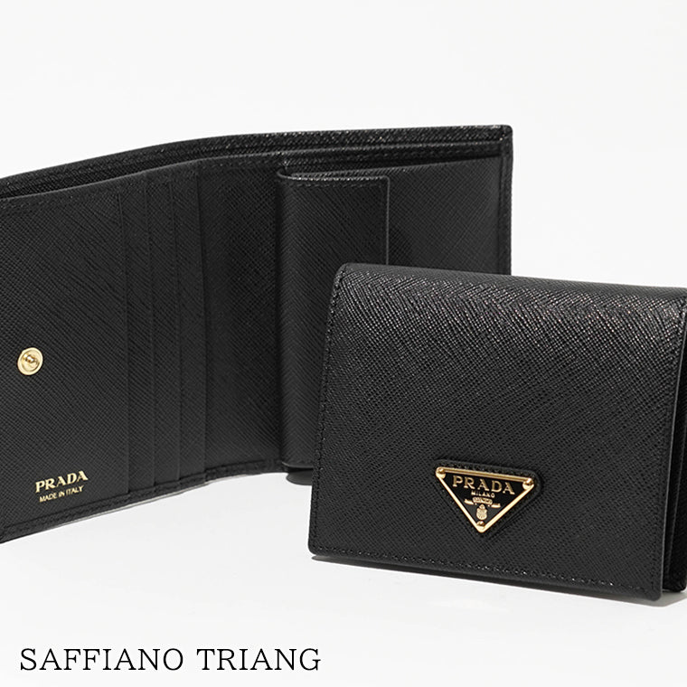 【SUMMER FINAL SALE】 PRADA レディース 2つ折り財布 SAFFIANO TRIANG 1MV204 QHH NERO ブラック F0002