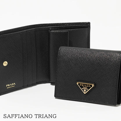 【SUMMER FINAL SALE】 PRADA レディース 2つ折り財布 SAFFIANO TRIANG 1MV204 QHH NERO ブラック F0002
