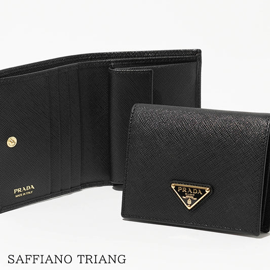 【SUMMER FINAL SALE】 PRADA レディース 2つ折り財布 SAFFIANO TRIANG 1MV204 QHH NERO ブラック F0002