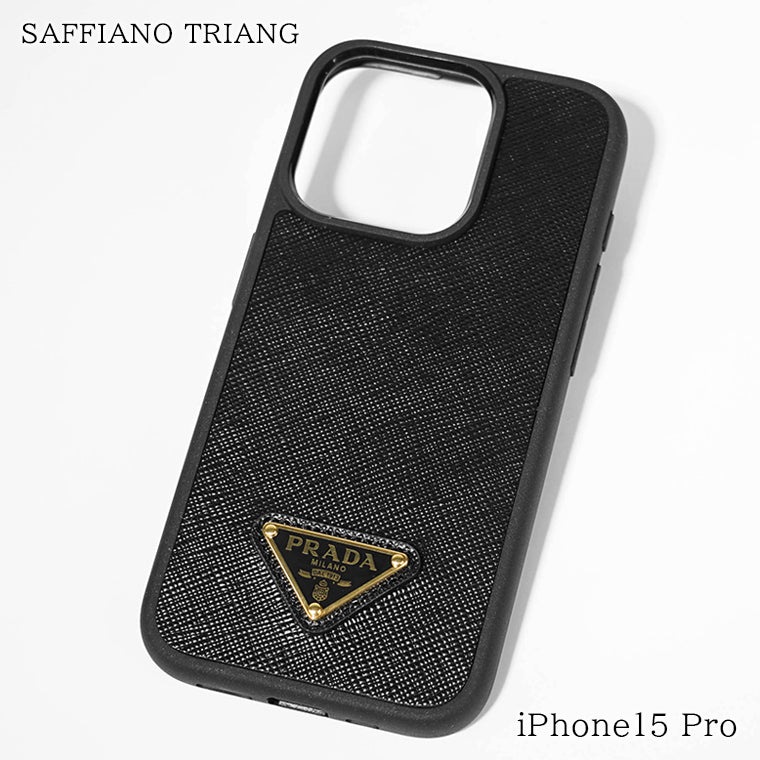 PRADA レディース メンズ iPhone 15 Pro 専用ケース SAFFIANO TRIANG 1ZH181 QHH NERO ブラック F0002