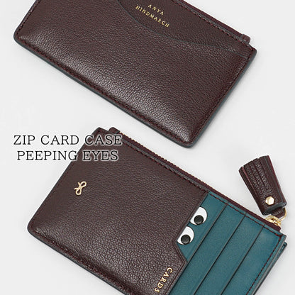 ANYA HINDMARCH レディース フラグメントケース ZIP CARD CASE PEEPING EYES 204880 バーガンディ CLARET