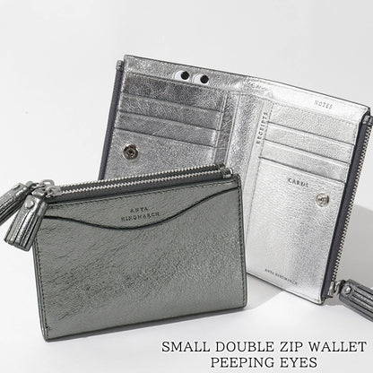 ANYA HINDMARCH レディース 2つ折り財布 SMALL DOUBLE ZIP WALLET PEEPING EYES 210430 メタリックグレー ANTHRACITE